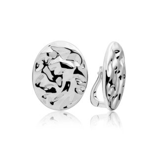 Sparkling EAS26 Round Oval Clip Earrings – Silver
