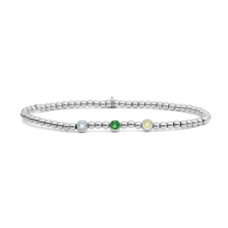 Sparkling SB-S-3MM-CB03 Silver – 3 Colored Beads Green Cz